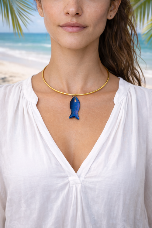 Blue Tide Fish Necklace