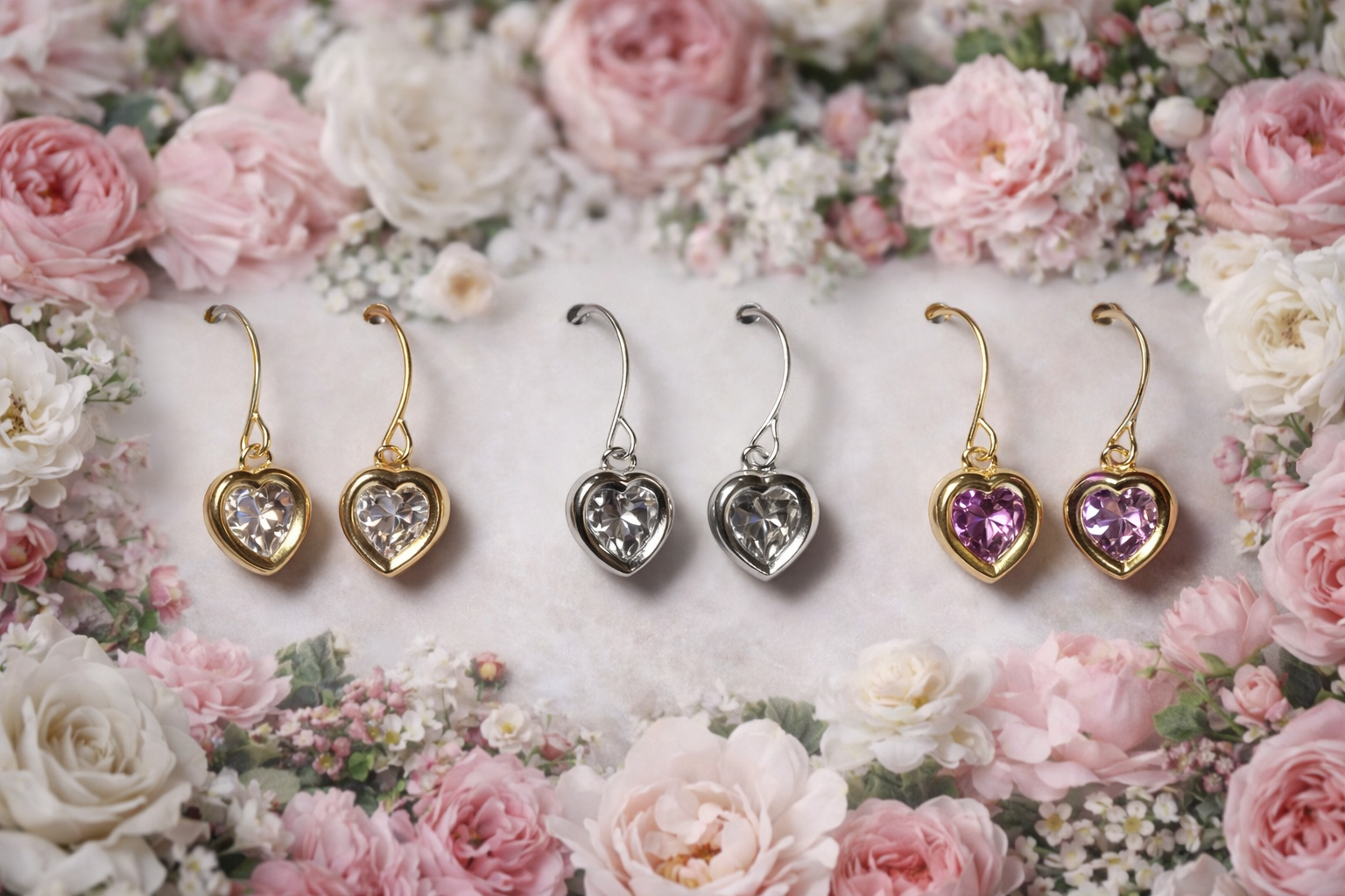 Blushing Belle Heart Drop Earrings