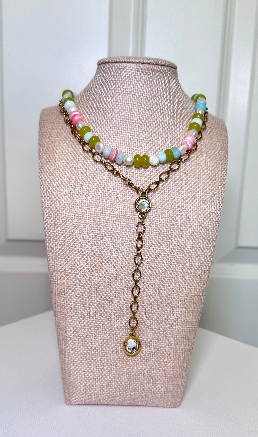 Golden Cascade Lariat Necklace