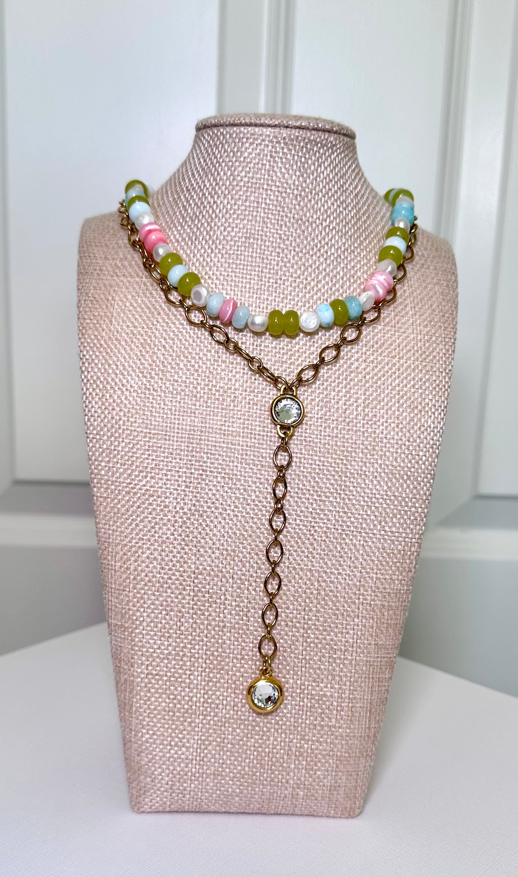 Golden Cascade Lariat Necklace