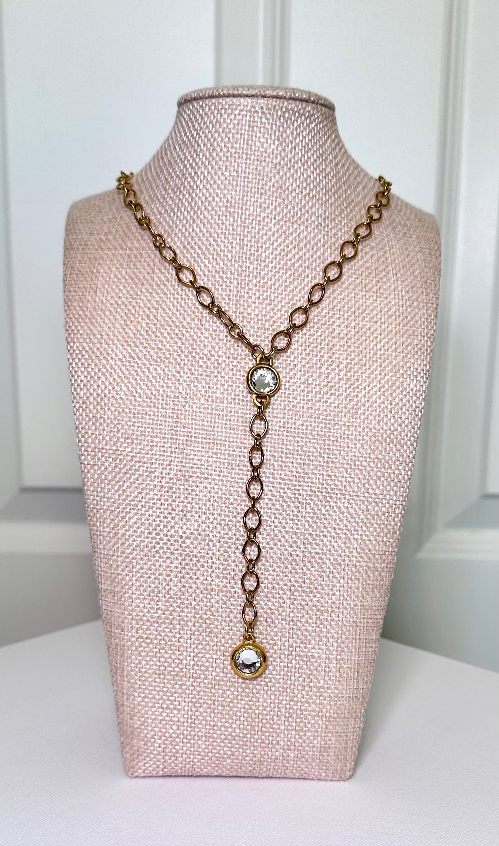 Golden Cascade Lariat Necklace