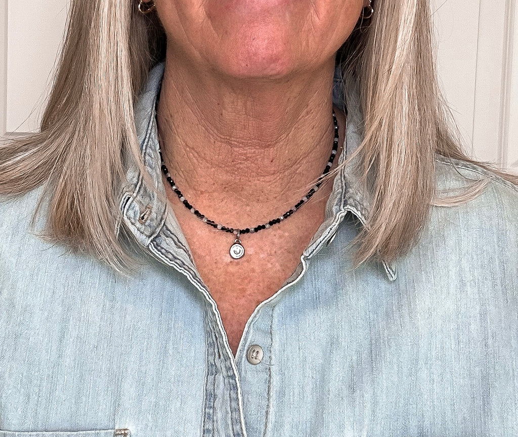 Midnight Glimmer Beaded Necklace