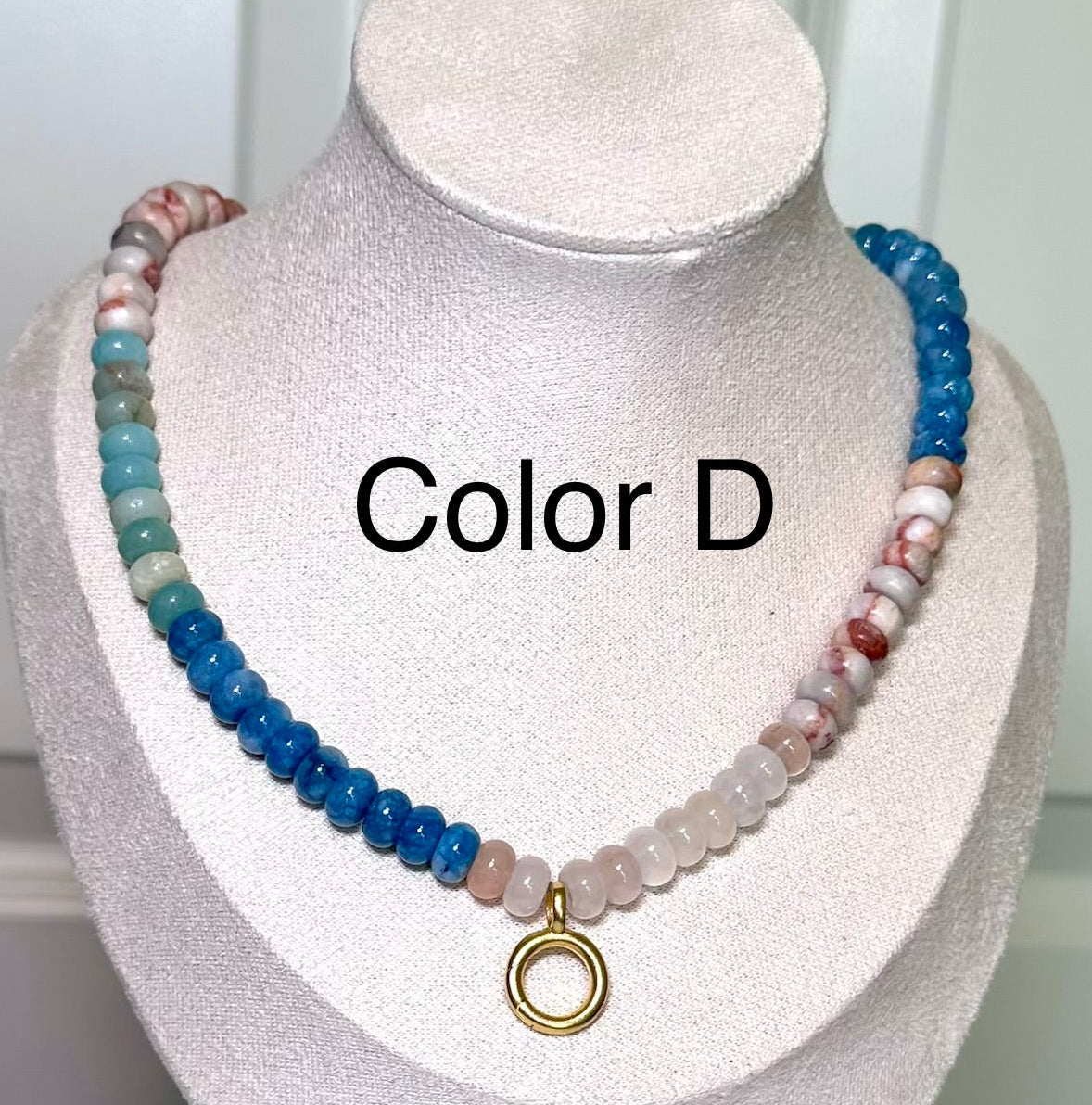 Beaded Charm Necklace-Gold Connector
