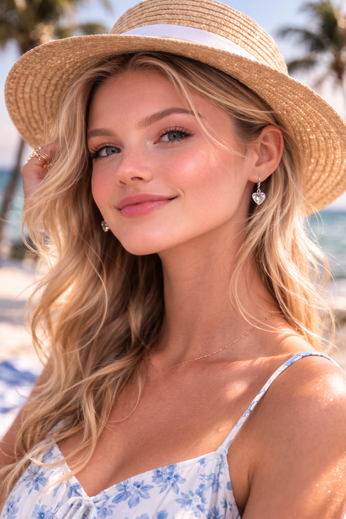 Blushing Belle Heart Drop Earrings