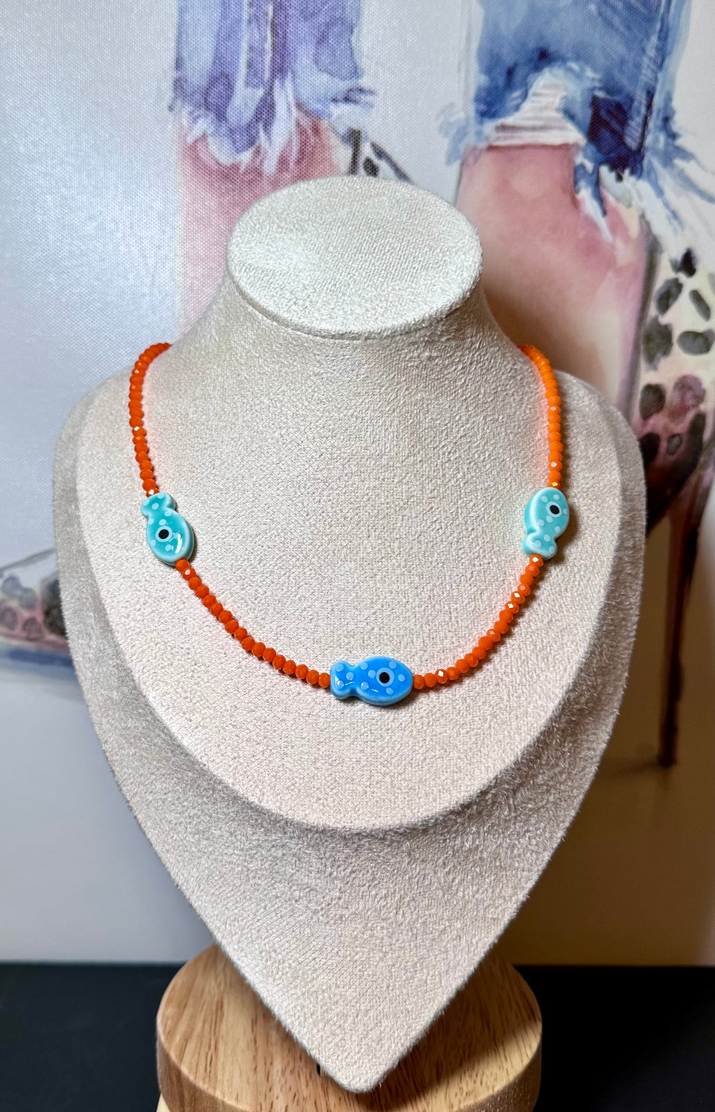 Tangerine Tide Fish Necklace