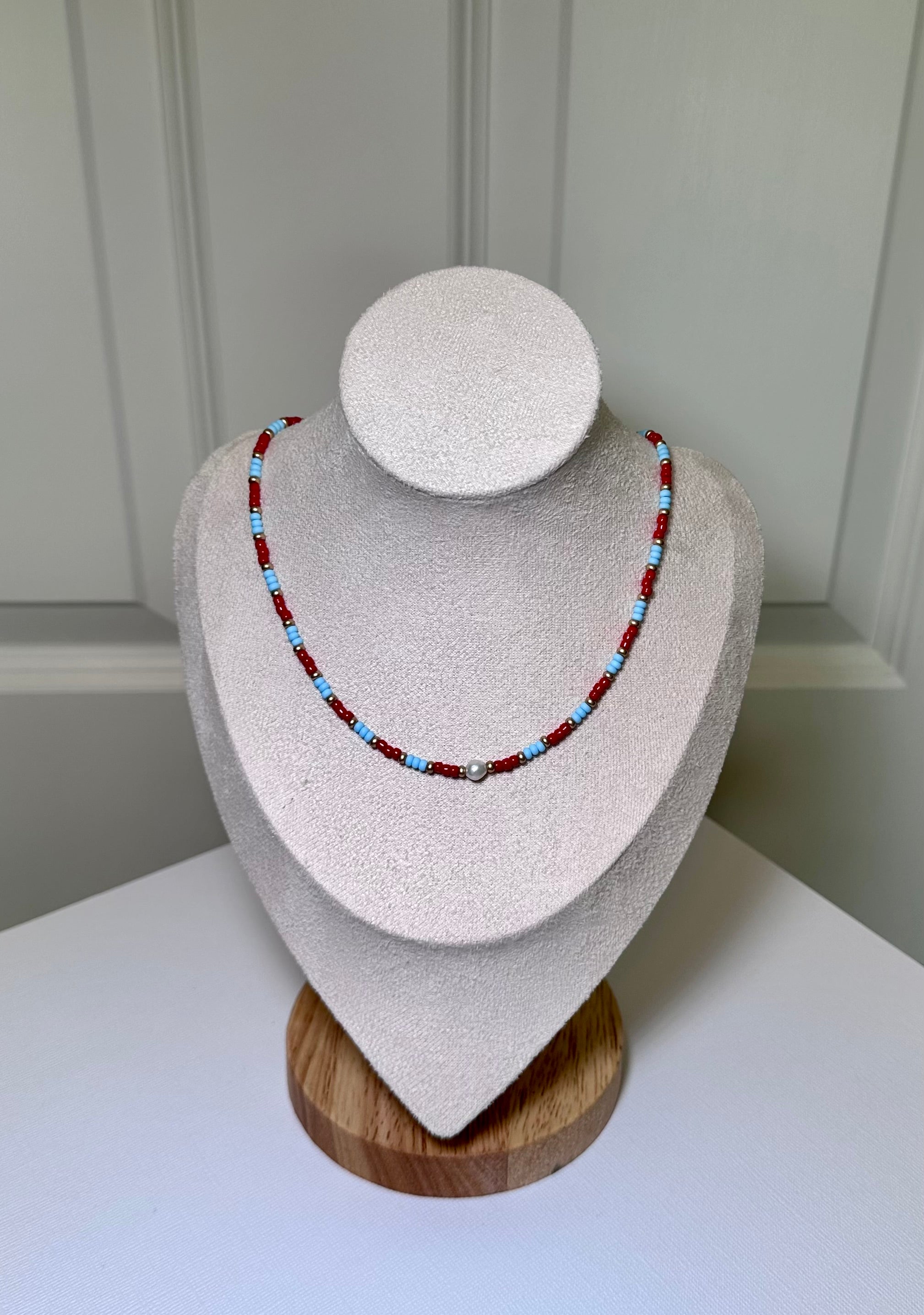 Blue Skies and Pearls Necklace