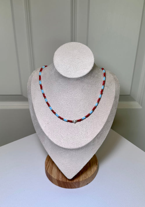 Blue Skies and Pearls Necklace