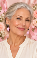 Blush & Silver Heart Earrings