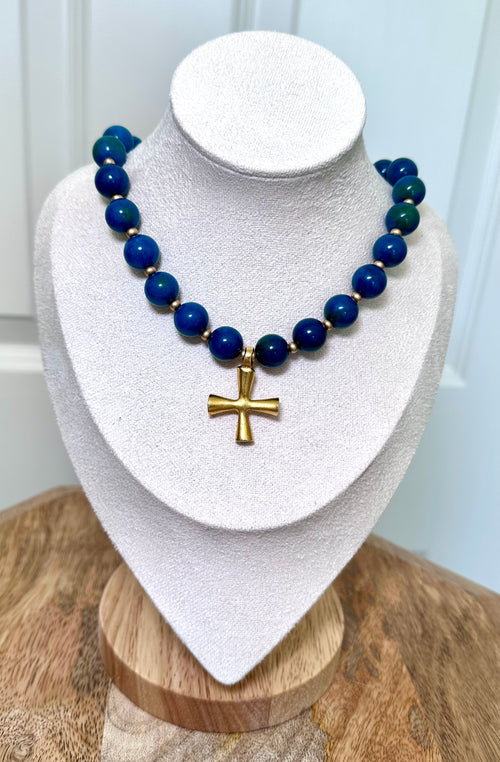 Blue Haven Cross Necklace