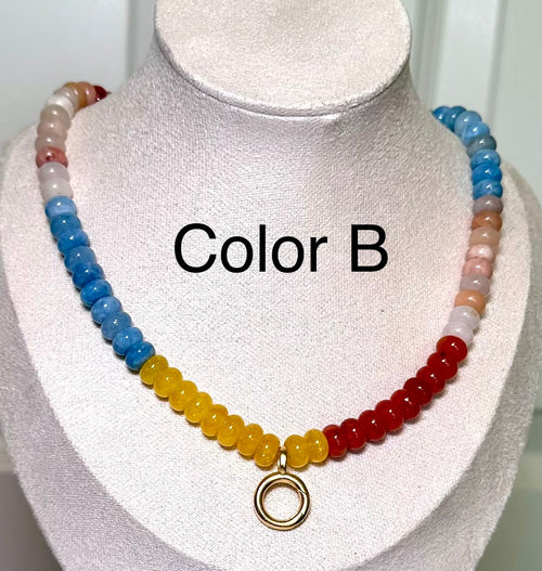 Beaded Charm Necklace-Gold Connector