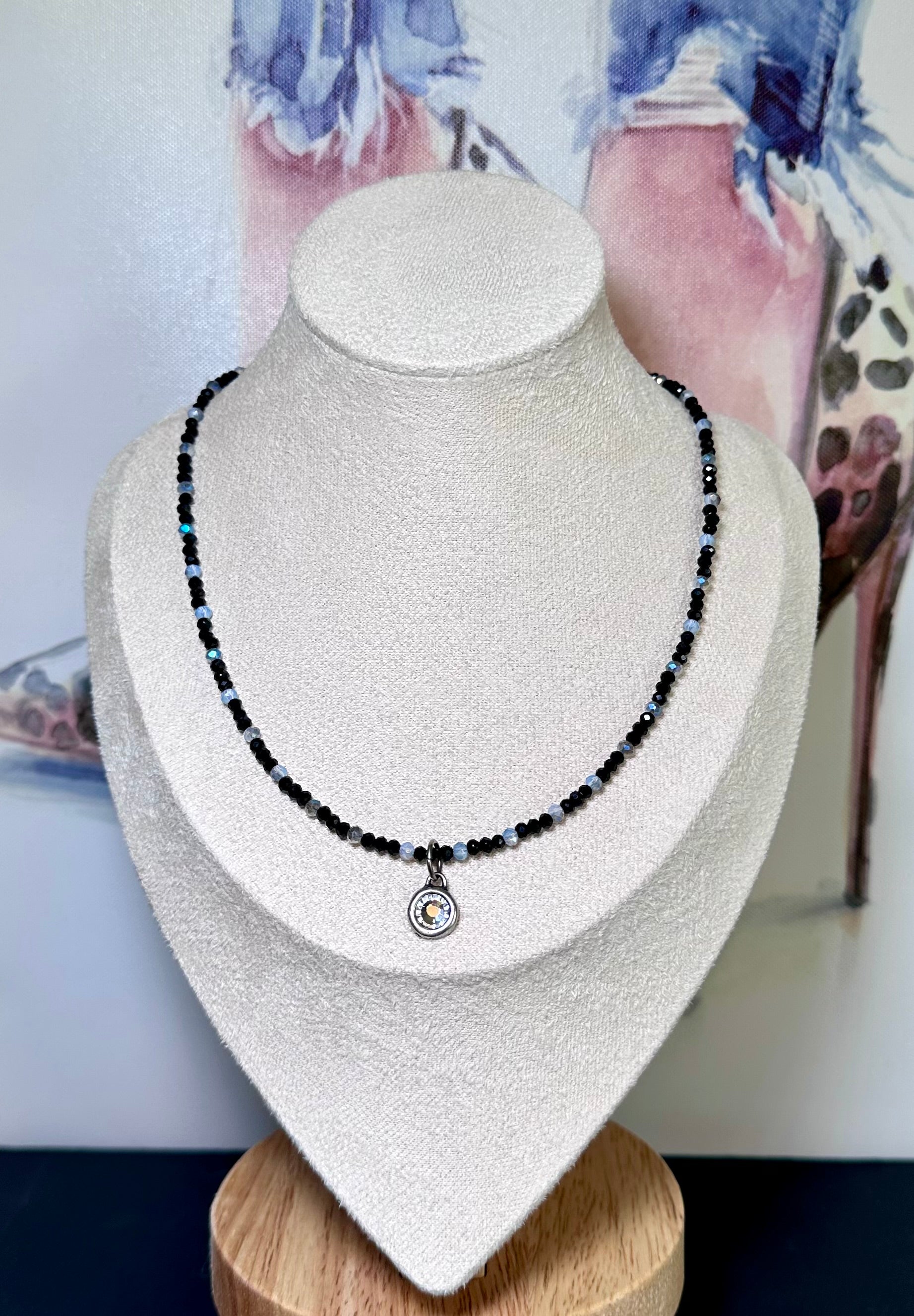 Midnight Glimmer Beaded Necklace