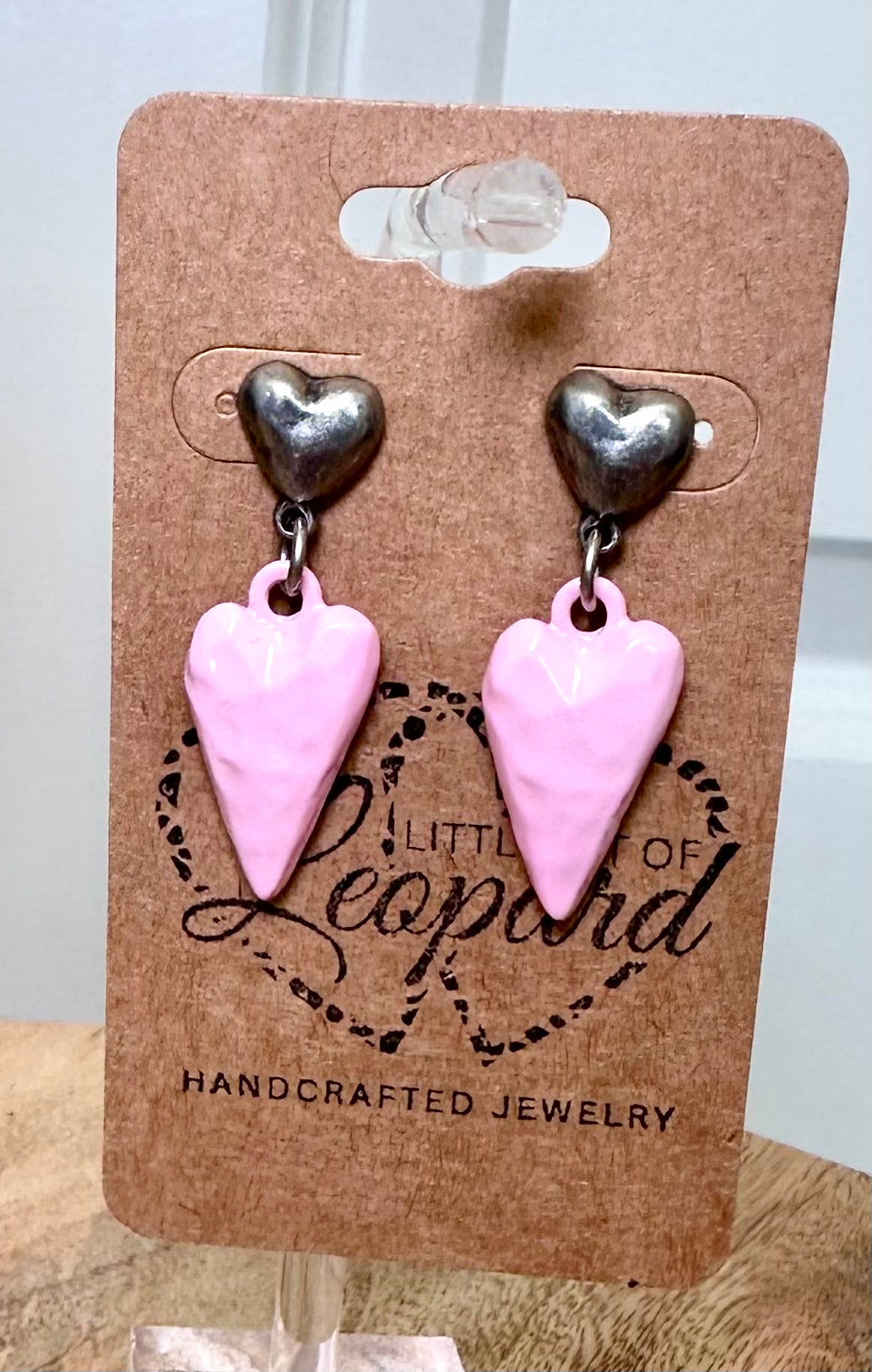 Blush & Silver Heart Earrings