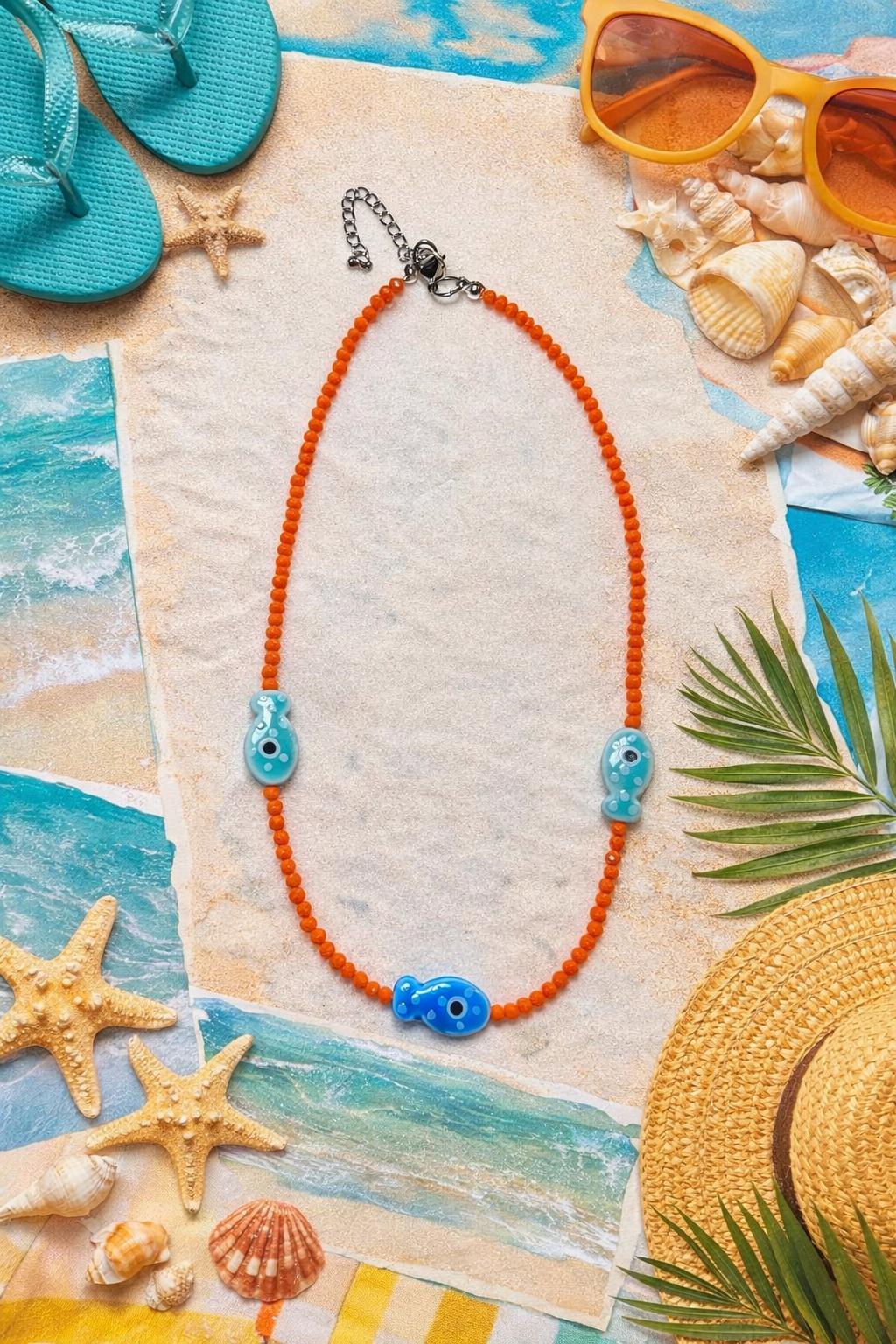 Tangerine Tide Fish Necklace