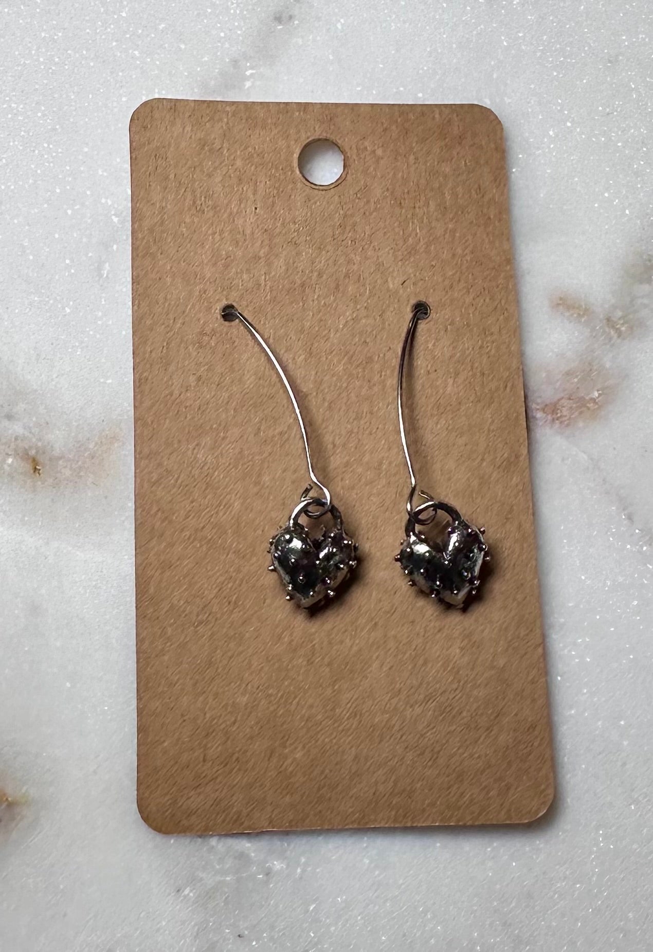 Shadowed Heart Drop Earrings