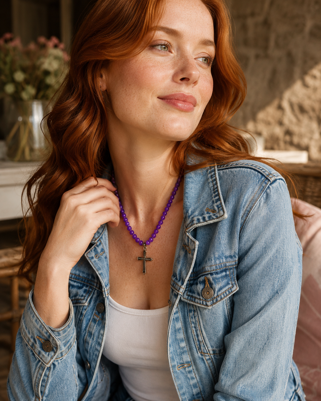 Violet Grace Cross Necklace