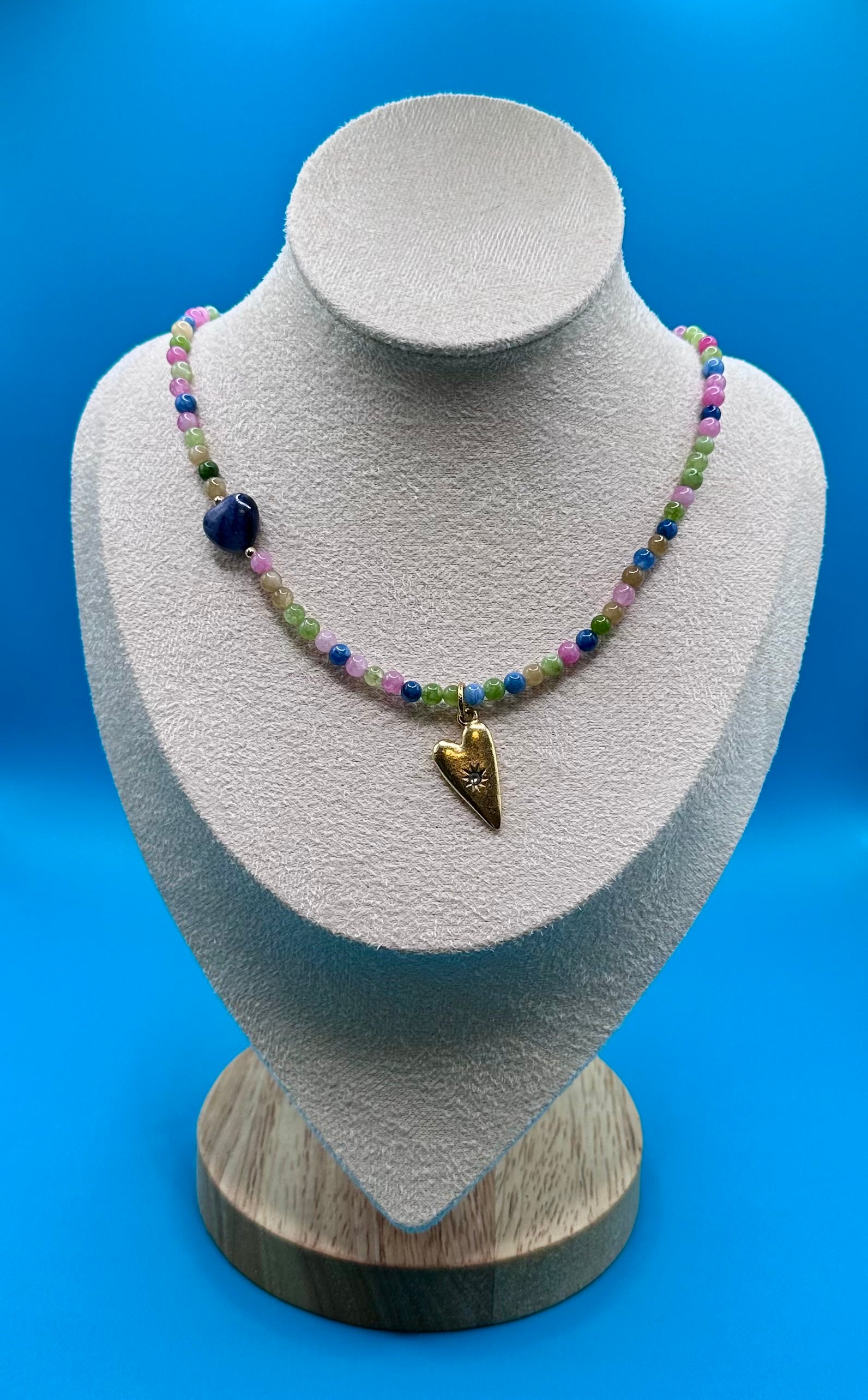 Sunset Confetti Heart Necklace