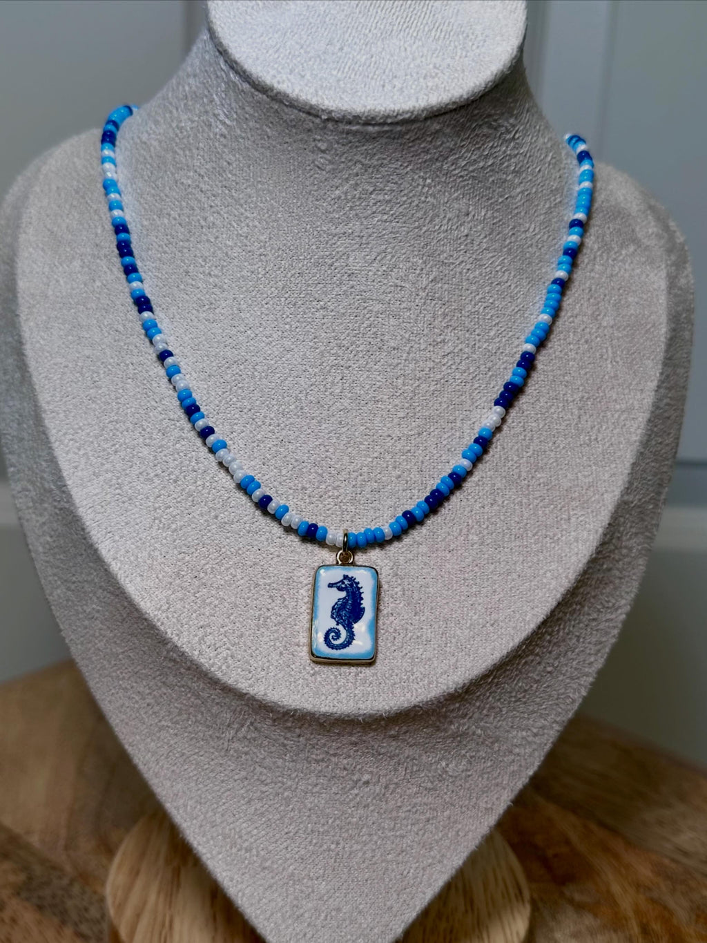 Blue Tide Seahorse Necklace