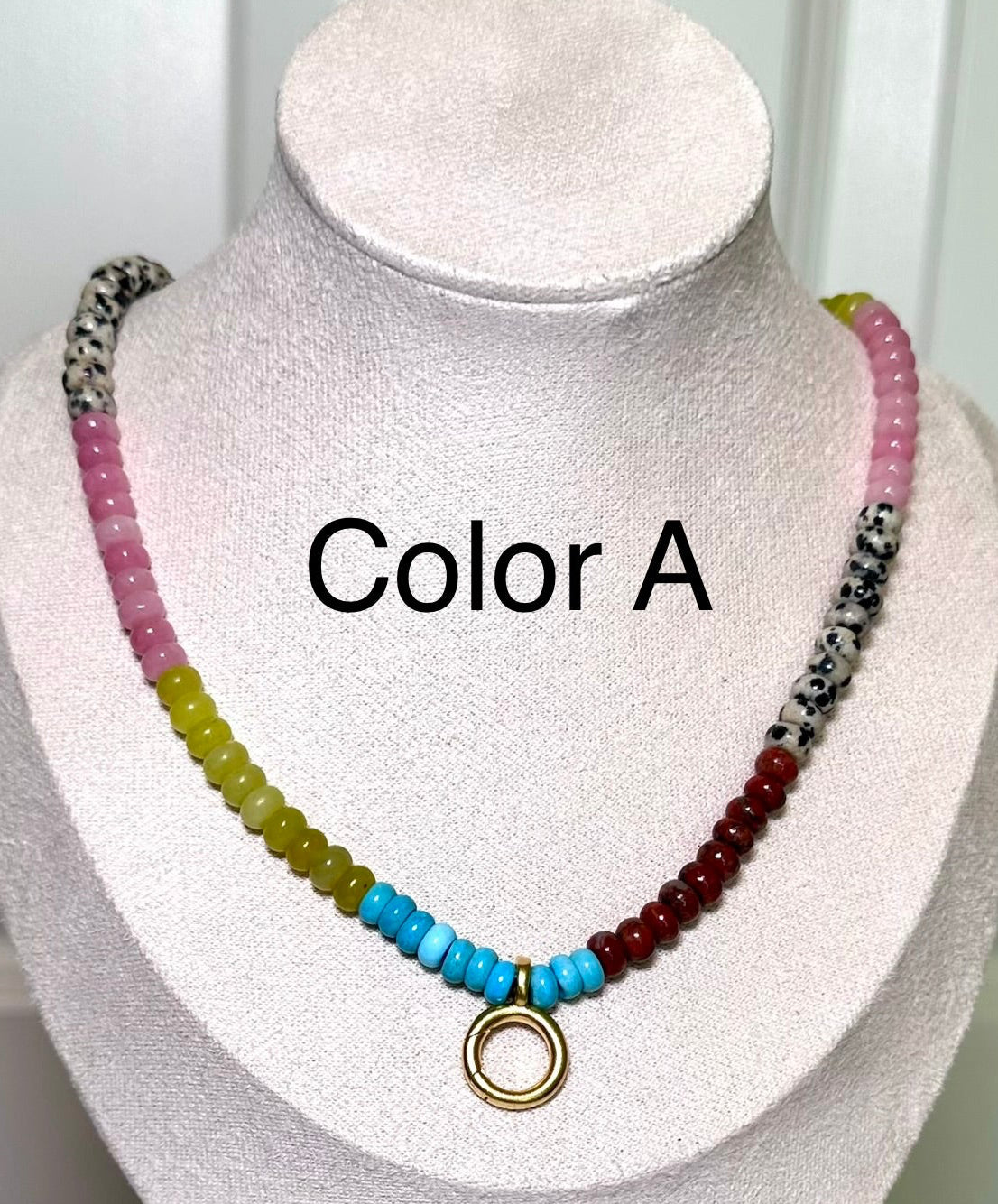 Beaded Charm Necklace-Gold Connector