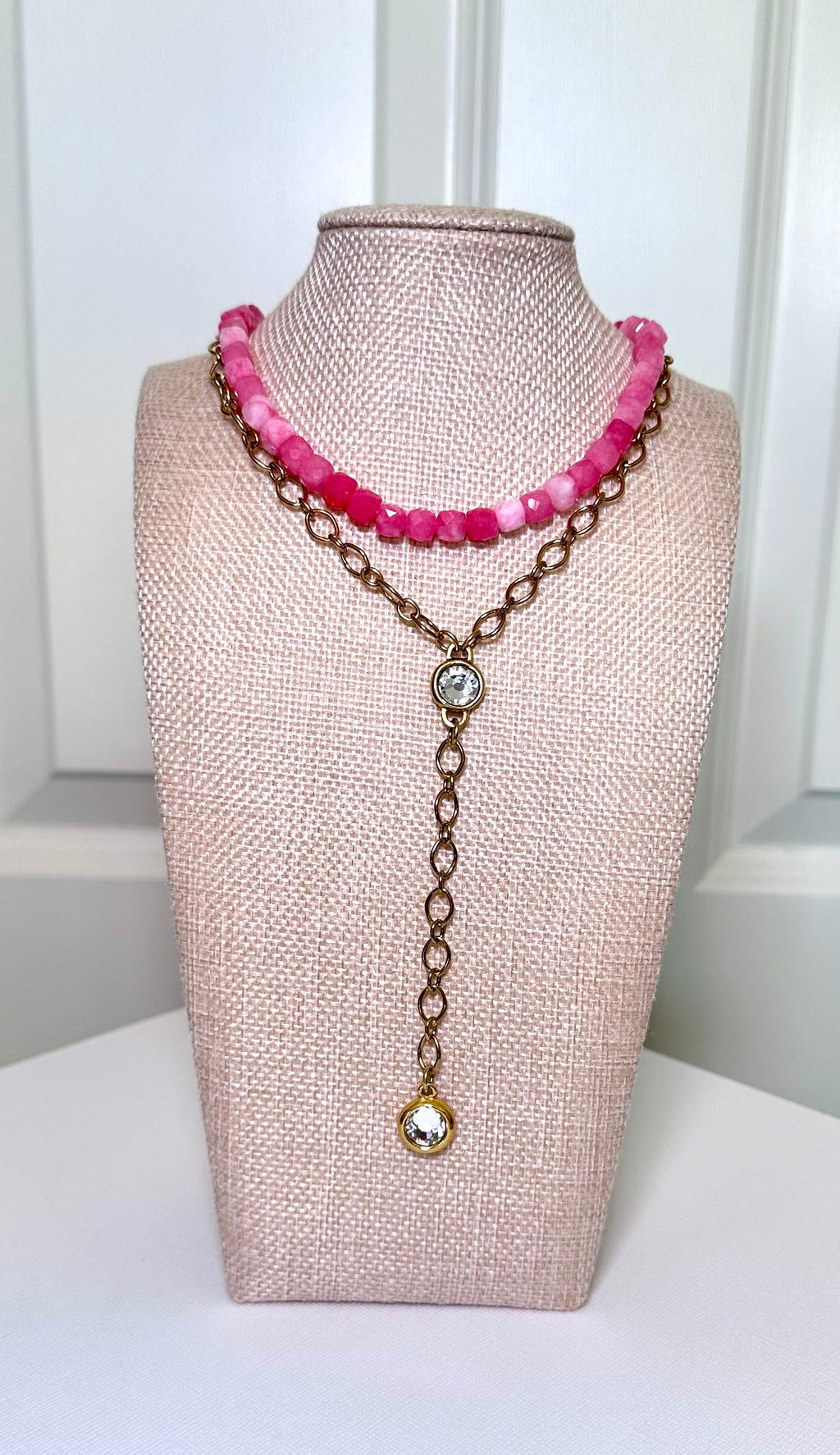 Golden Cascade Lariat Necklace