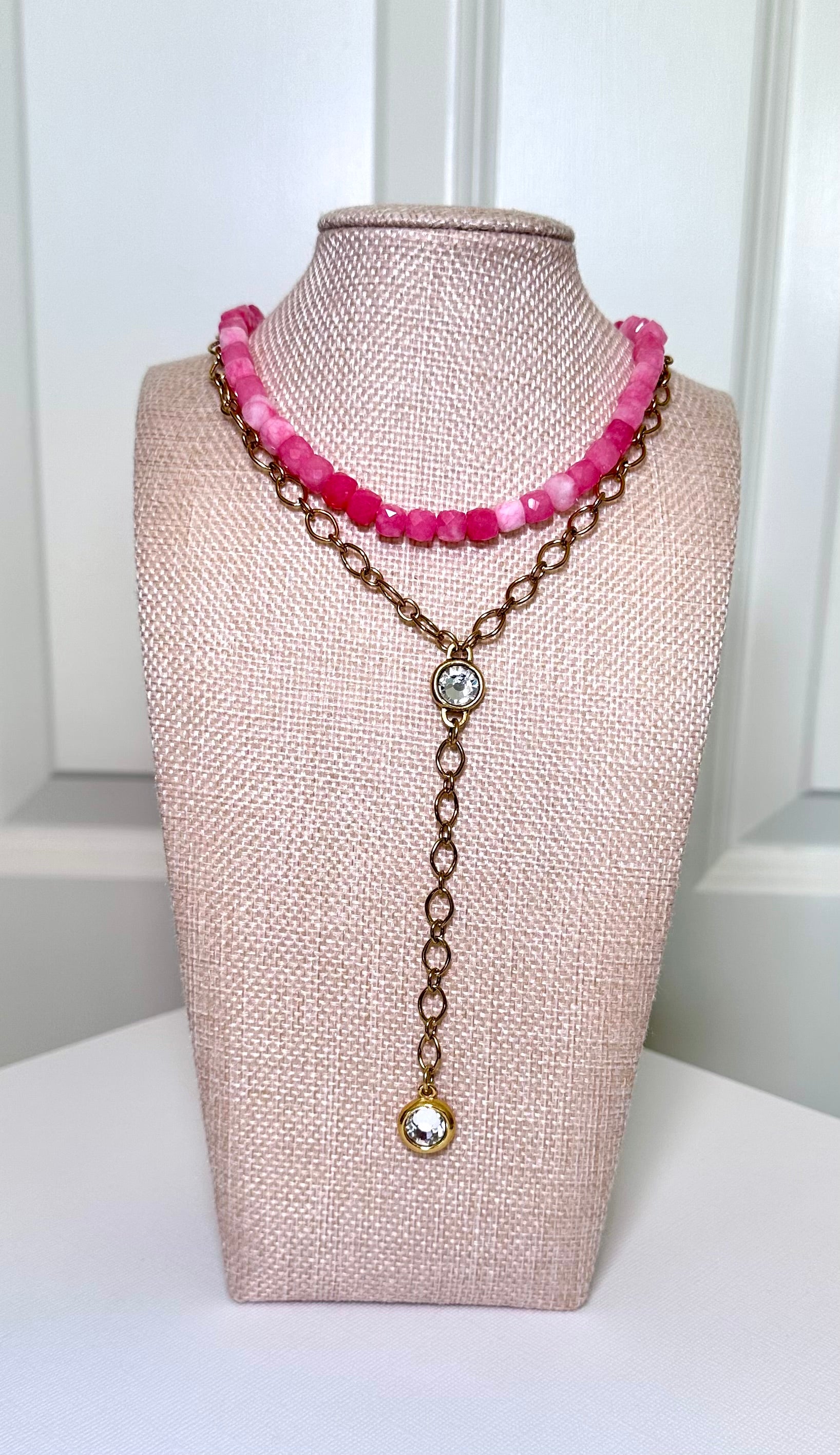 Golden Cascade Lariat Necklace