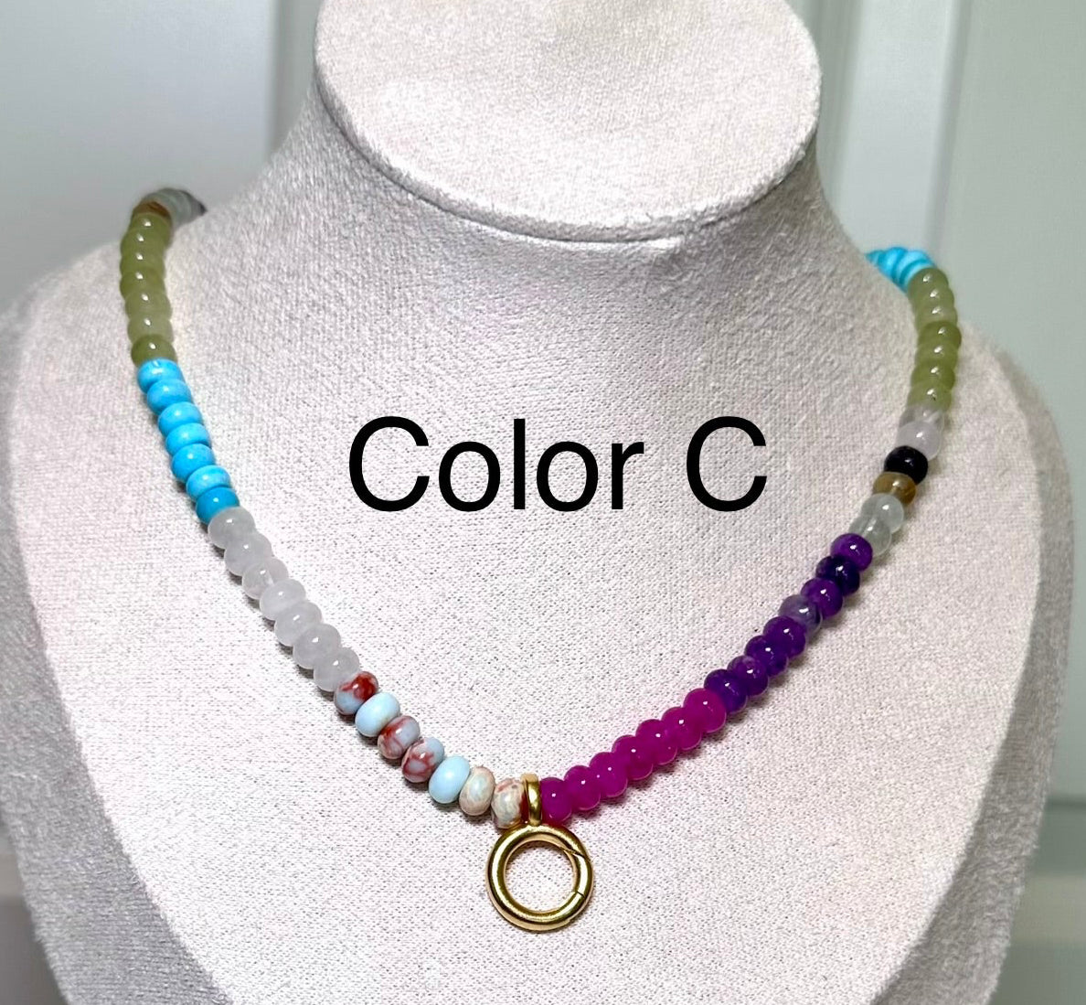 Beaded Charm Necklace-Gold Connector