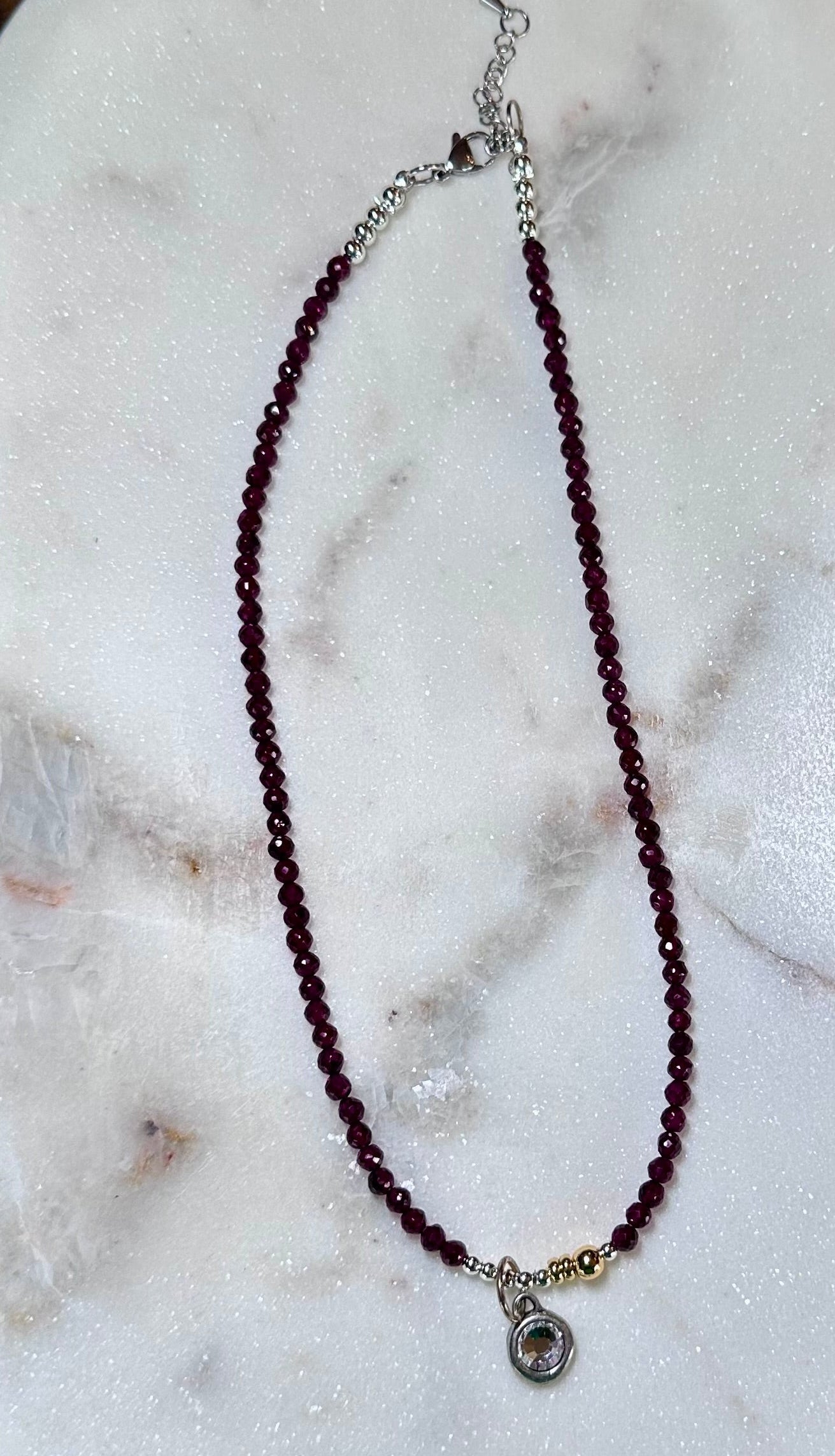 Garnet Whisper Beaded Necklace