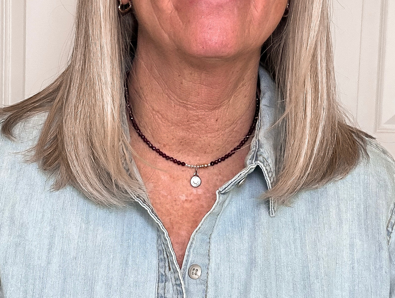 Garnet Whisper Beaded Necklace